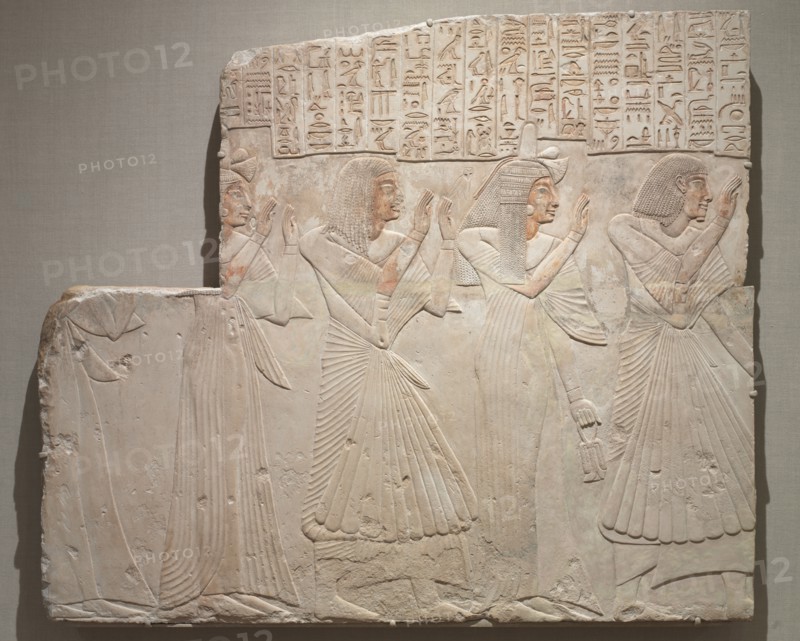 Tomb Relief of the Chief Physician Amenhotep and Family, c. 1279-1257 BC. Egypt, Asyut, New Kingdom, Dynasty 19, reign of Ramesses II, 1279-1213 BC. Limestone with traces of paint; overall: 128 x 119.5 cm (50 3/8 x 47 1/16 in.).