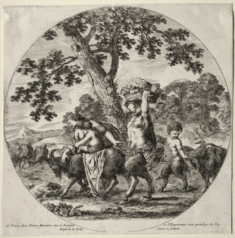 A Satyr Family Traveling. Stefano Della Bella (Italian, 1610-1664). Etching