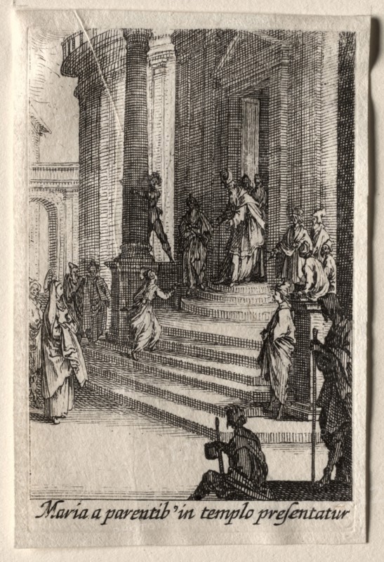 The Life of the Virgin:  The Presentation of the Virgin in the Temple. Jacques Callot (French, 1592-1635). Etching