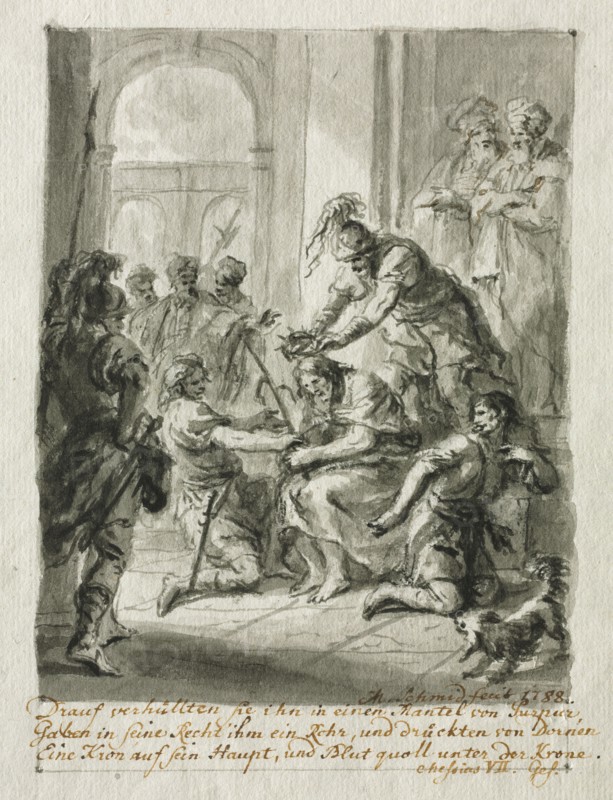 Christ Crowned with Thorns, 1788. Martin Johann Schmidt (Austrian, 1718-1801). Brush and gray ink and gray wash with black chalk;