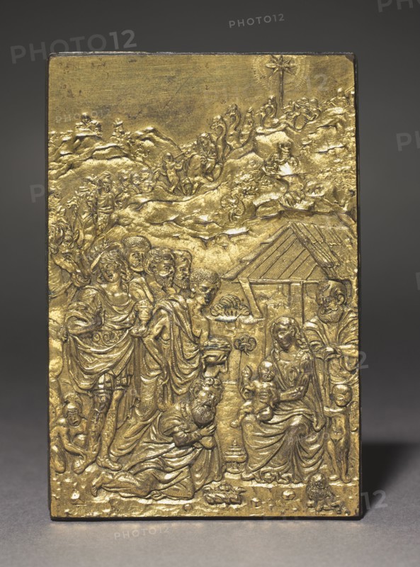 Pax with the Adoration of the Magi, c. 1500. Moderno (Italian, 1467-1528). Gilt bronze; overall: 9.5 x 6.6 cm (3 3/4 x 2 5/8 in.).