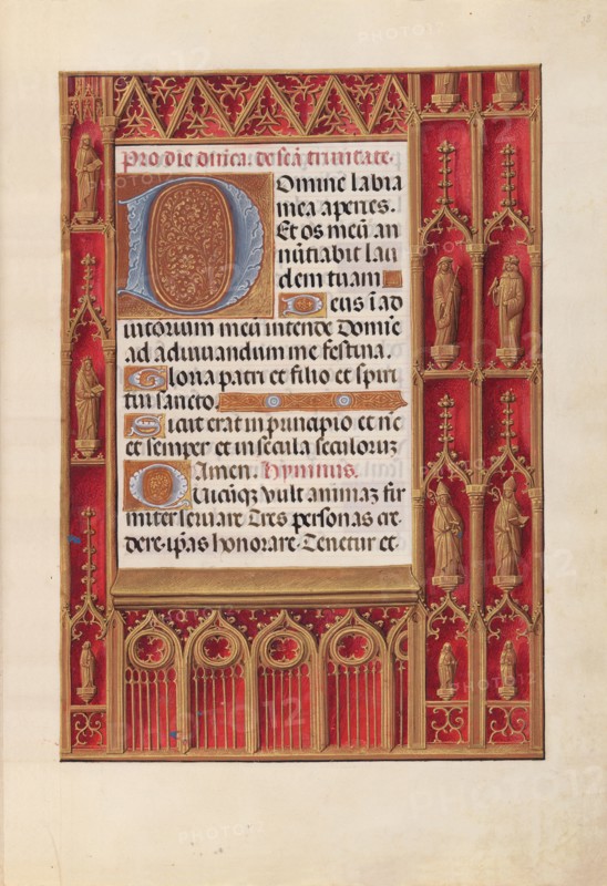 Hours of Queen Isabella the Catholic, Queen of Spain:  Fol. 18r, c. 1500. And associates Master of the First Prayerbook of Maximillian (Flemish, c. 1444-1519). Ink, tempera, and gold on vellum; codex: 22.5 x 15.2 cm (8 7/8 x 6 in.)