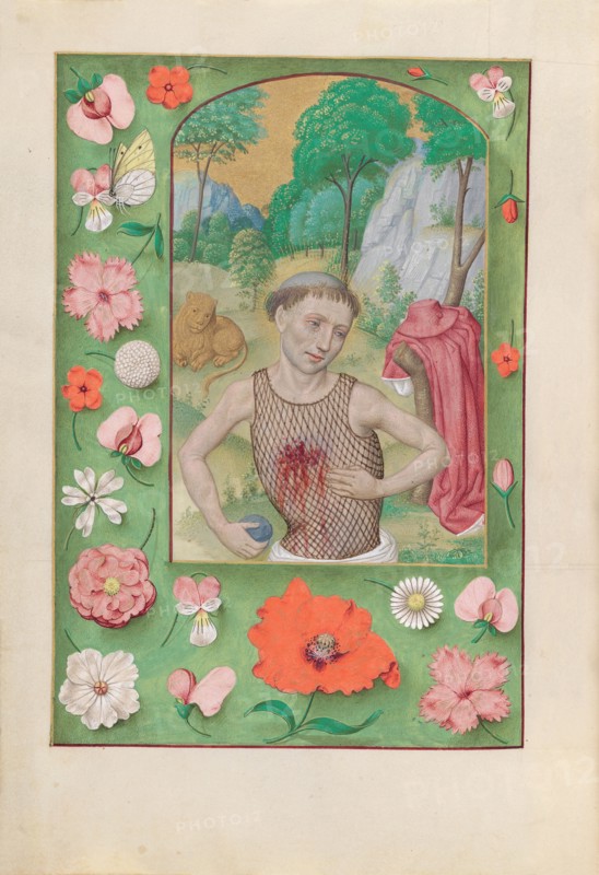 Hours of Queen Isabella the Catholic, Queen of Spain:  Fol. 185v, St. Jerome, c. 1500. And associates Master of the First Prayerbook of Maximillian (Flemish, c. 1444-1519). Ink, tempera, and gold on vellum; codex: 22.5 x 15.2 cm (8 7/8 x 6 in.)