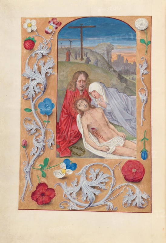 Hours of Queen Isabella the Catholic, Queen of Spain:  Fol. 260v, Lamentation, c. 1500. And associates Master of the First Prayerbook of Maximillian (Flemish, c. 1444-1519). Ink, tempera, and gold on vellum; codex: 22.5 x 15.2 cm (8 7/8 x 6 in.)