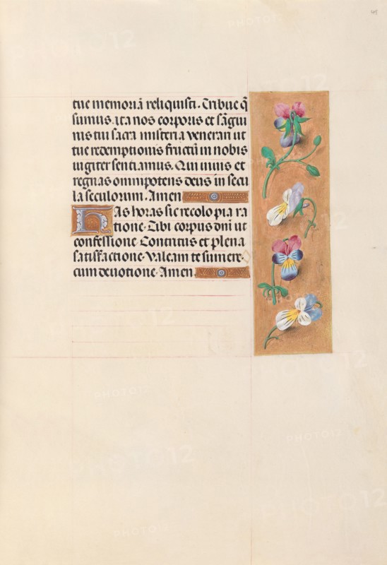Hours of Queen Isabella the Catholic, Queen of Spain:  Fol. 49r, c. 1495-1500. And associates Master of the First Prayerbook of Maximillian (Flemish, c. 1444-1519). Ink, tempera, and gold on vellum; codex: 22.5 x 15.2 cm (8 7/8 x 6 in.).