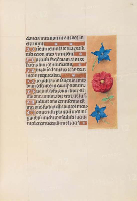 Hours of Queen Isabella the Catholic, Queen of Spain:  Fol. 74r, c. 1500. And associates Master of the First Prayerbook of Maximillian (Flemish, c. 1444-1519). Ink, tempera, and gold on vellum; codex: 22.5 x 15.2 cm (8 7/8 x 6 in.)