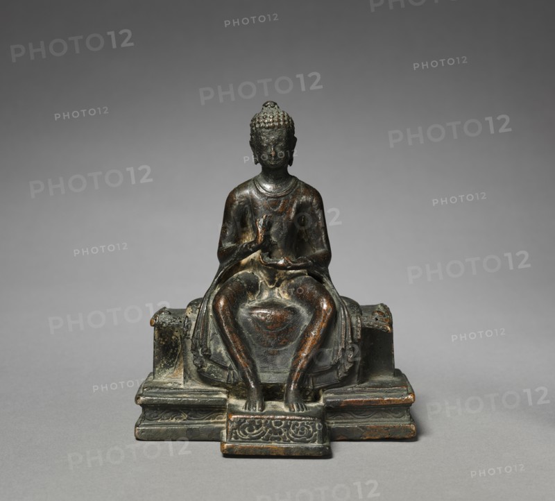 Seated Maitreya, late 7th - early 8th century. Nepal, late Gupta style, late 7th - early 8th century. Bronze; overall: 16.4 x 13.3 cm (6 7/16 x 5 1/4 in.).