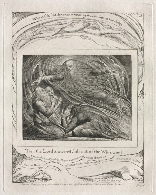 The Book of Job:  Pl. 13, Then the Lord answered Job out of the Whirlwind, 1825. William Blake (British, 1757-1827). Engraving