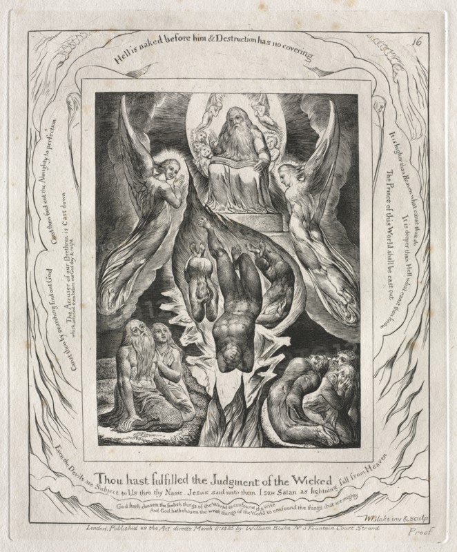 The Book of Job:  Pl. 16, Thou hast fulfilled the Judgment of the Wicked, 1825. William Blake (British, 1757-1827). Engraving