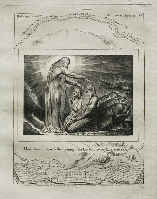 The Book of Job:  Pl. 17, I have heard thee with the hearing of the Ear but now my Eye seeth thee, 1825. William Blake (British, 1757-1827). Engraving