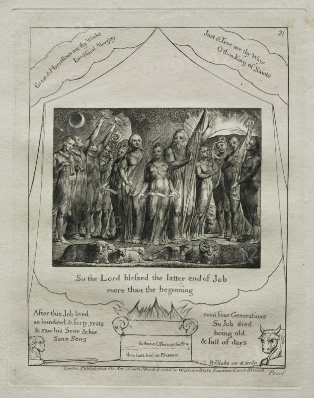The Book of Job:  Pl. 21, So the Lord blessed the latter end of Job / more than the beginning, 1825. William Blake (British, 1757-1827). Engraving