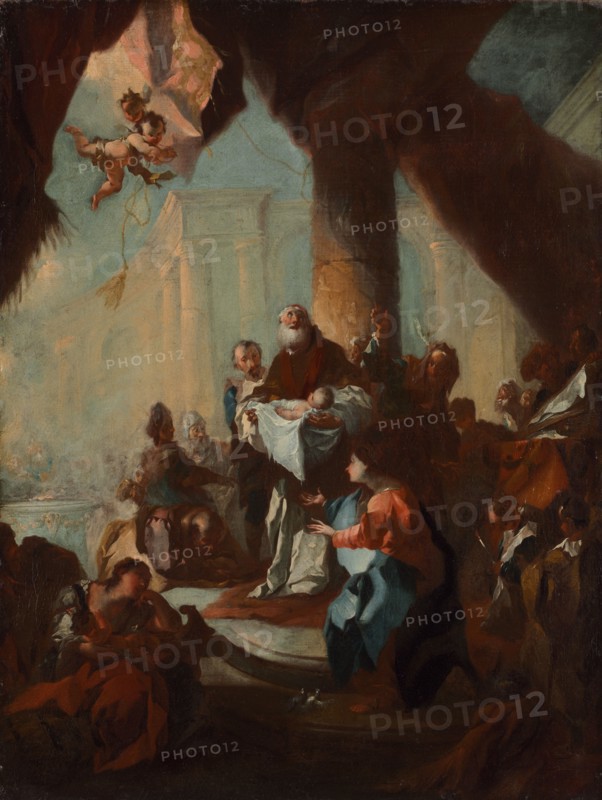 Study for "The Presentation of Christ in the Temple" (for Saint Ulrich, Vienna), c. 1750. Attributed to Franz Anton Maulbertsch (Austrian, 1724-1796). Oil on canvas; framed: 90 x 70 x 9 cm (35 7/16 x 27 9/16 x 3 9/16 in.); unframed: 69.5 x 52.3 cm (27 3/8 x 20 9/16 in.).