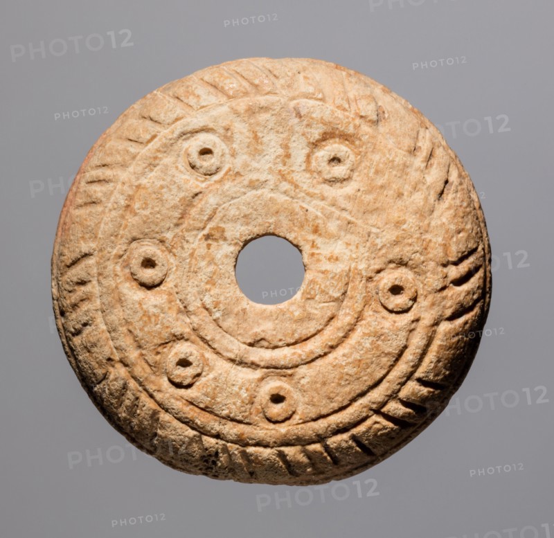 Spindle Whorl, 700s - 900s. Iran, early Islamic period, 8th - 10th century. Bone, incised; overall: 0.5 x 3 x 3 cm (3/16 x 1 3/16 x 1 3/16 in.)