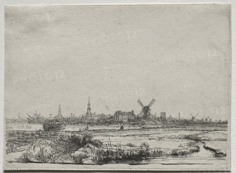 View of Amsterdam from the North West, c. 1640. Rembrandt van Rijn (Dutch, 1606-1669). Etching; sheet: 11.2 x 15.6 cm (4 7/16 x 6 1/8 in.); platemark: 11.1 x 15.3 cm (4 3/8 x 6 in.)