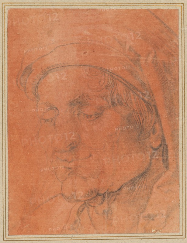 Head of a Man in a Cap, 16th century. Anonymous, school of Albrecht Dürer (German, 1471-1528). Black and brown chalk; sheet: 23.6 x 17.8 cm (9 5/16 x 7 in.); secondary support: 34.6 x 27.2 cm (13 5/8 x 10 11/16 in.).