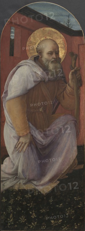 Panel from a Triptych: St. Anthony Abbot, 1458. Filippo Lippi (Italian, c. 1406-1469). Tempera on wood panel; framed: 94 x 40 x 6.5 cm (37 x 15 3/4 x 2 9/16 in.); unframed: 81.3 x 29.8 cm (32 x 11 3/4 in.).