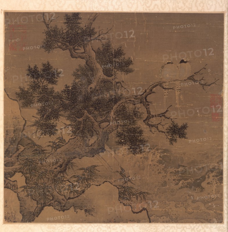 Birds on a Tree above a Cataract, 1127-1279. Li Di (Chinese, c. 1100-c. 1192). Album leaf, ink and color on silk; image: 24.8 x 26.1 cm (9 3/4 x 10 1/4 in.).