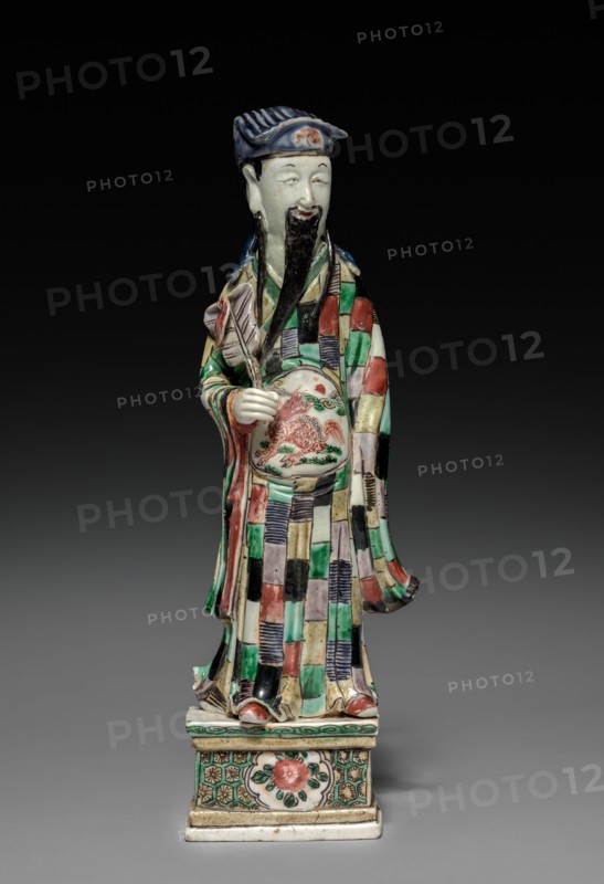 Daoist Immortal Zhongli Quan, 1662-1722. China, Jiangxi province, Jingdezhen kilns, Qing dynasty (1644-1912), Kangxi reign (1661-1722). Porcelain with famille verte overglaze enamel decoration; overall: 29.9 cm (11 3/4 in.).