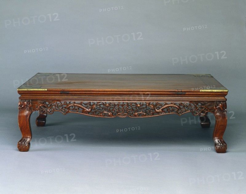 Low Table (Kang) with Dragons in Clouds, 1400s. China, Ming dynasty (1368-1644). Huanghuali wood and metal; overall: 29 x 69.2 cm (11 7/16 x 27 1/4 in.).
