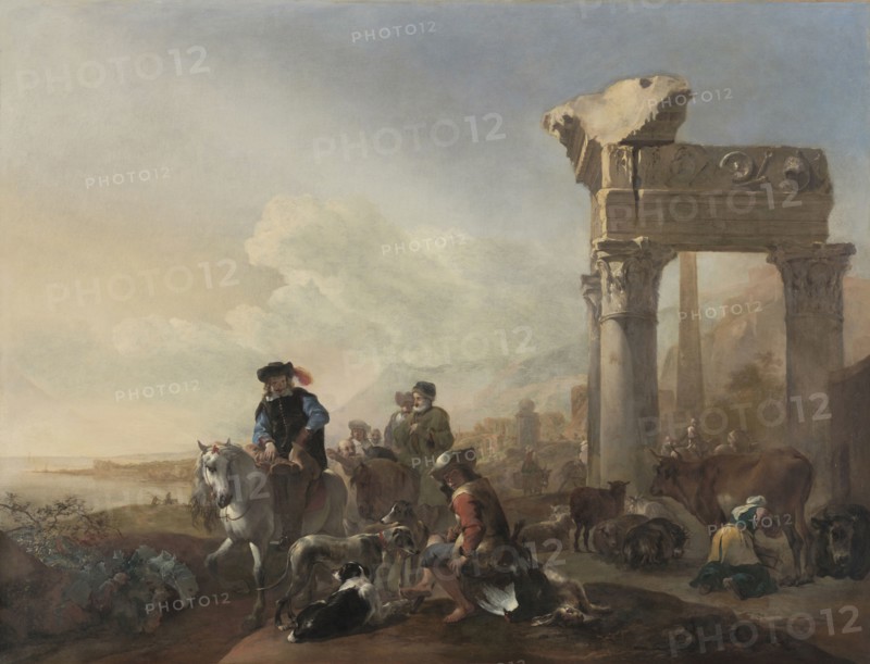 Hunters Near Ruins, 1648. Jan Baptist Weenix (Dutch, 1621-1660). Oil on canvas; framed: 123.5 x 154 x 11.5 cm (48 5/8 x 60 5/8 x 4 1/2 in.); unframed: 98.8 x 129.2 cm (38 7/8 x 50 7/8 in.).