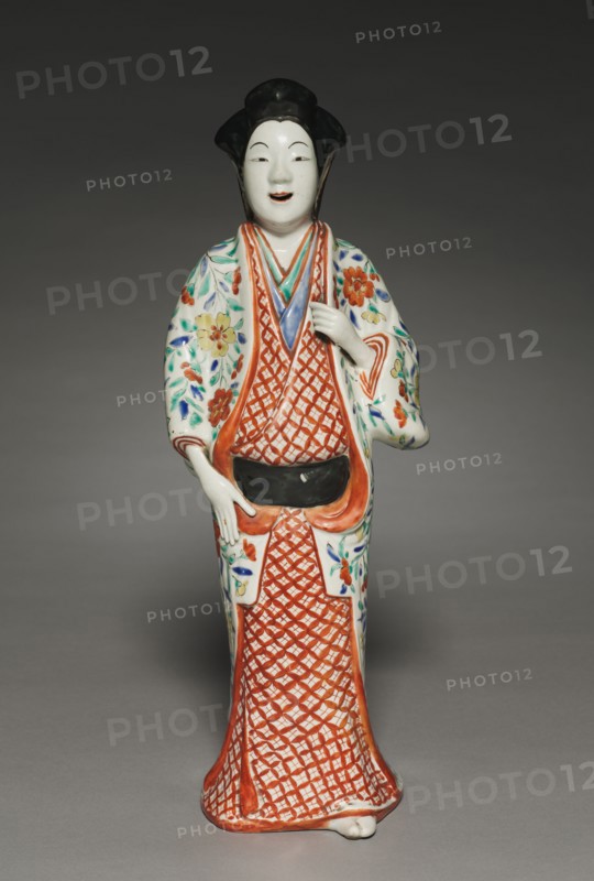 Standing Figure of a Beauty, c. 1690. Japan, Edo period (1615-1868). Porcelain with overglaze color enamels (Hizen ware, Kakiemon type); overall: 38 cm (14 15/16 in.).