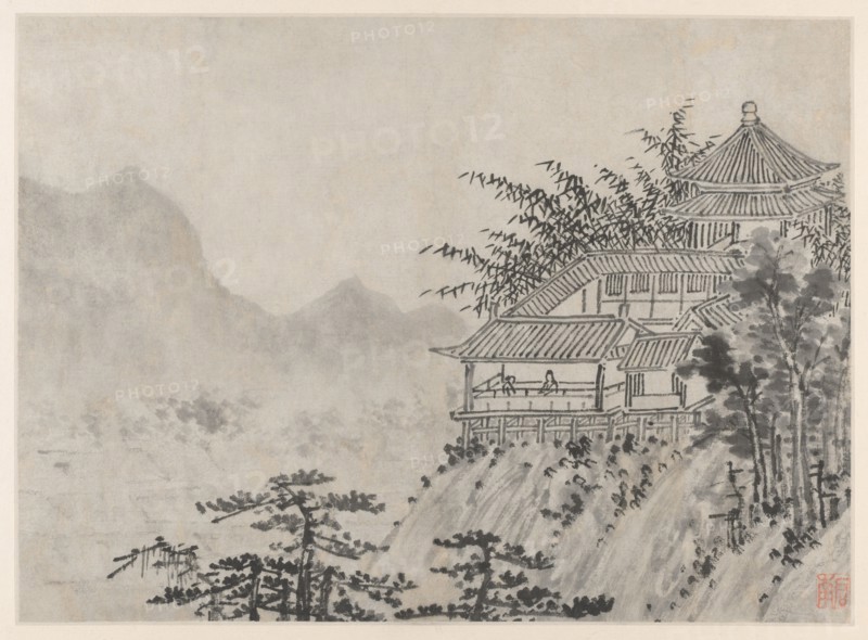 Twelve Views of Tiger Hill, Suzhou: The Thousand Acres of Clouds, after 1490. Shen Zhou (Chinese, 1427-1509). Album leaf, ink on paper or ink and slight color on paper; image: 30.8 x 42.2 cm (12 1/8 x 16 5/8 in.); overall: 36.5 x 49.9 cm (14 3/8 x 19 5/8 in.).