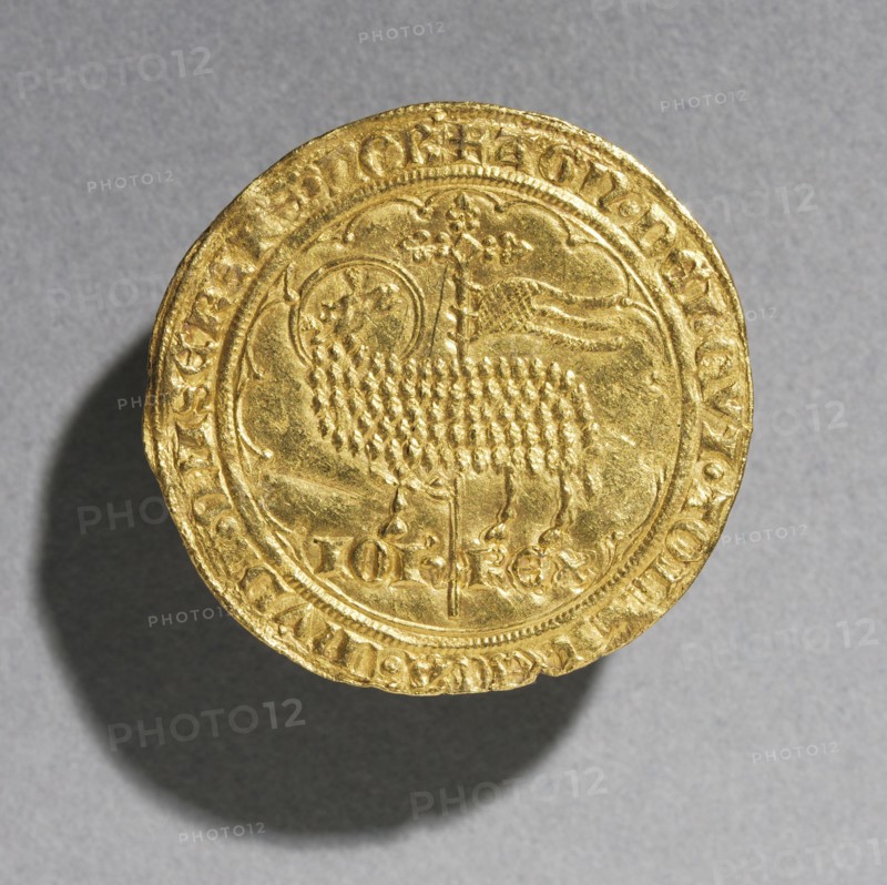 Mouton d'Or of King Jean le Bon of France, 1350-1364 (obverse), 1350-1364. France, Gothic period, 14th century. Gold; diameter: 3.1 cm (1 1/4 in.).