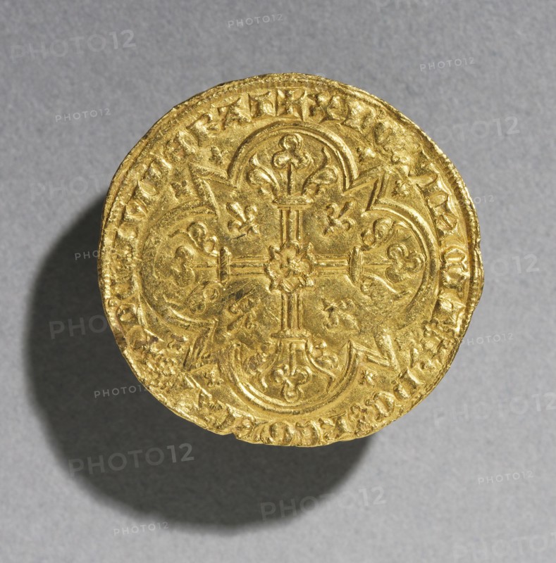 Mouton d'Or of King Jean le Bon of France, 1350-1364 (reverse), 1350-1364. France, Gothic period, 14th century. Gold; diameter: 3.1 cm (1 1/4 in.)