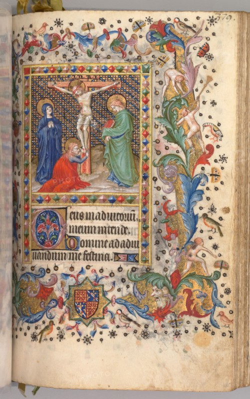 Hours of Charles the Noble, King of Navarre (1361-1425): fol. 185r, Crucifixion, c. 1405. Master of the Brussels Initials and Associates (French). Ink, tempera, and gold on vellum; codex: 20.3 x 15.7 x 7 cm (8 x 6 3/16 x 2 3/4 in.).