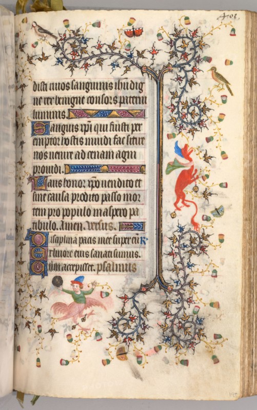 Hours of Charles the Noble, King of Navarre (1361-1425): fol. 195r, Text, c. 1405. Master of the Brussels Initials and Associates (French). Ink, tempera, and gold on vellum; codex: 20.3 x 15.7 x 7 cm (8 x 6 3/16 x 2 3/4 in.)
