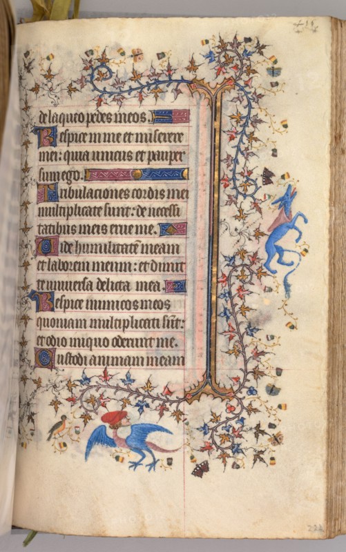 Hours of Charles the Noble, King of Navarre (1361-1425): fol. 222r, Text, c. 1405. Master of the Brussels Initials and Associates (French). Ink, tempera, and gold on vellum; codex: 20.3 x 15.7 x 7 cm (8 x 6 3/16 x 2 3/4 in.).