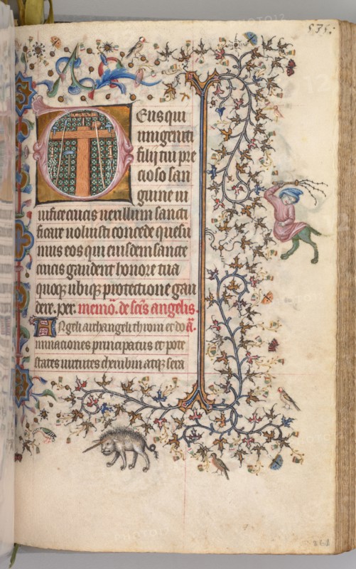 Hours of Charles the Noble, King of Navarre (1361-1425): fol. 262r, Instruments of the Passion, c. 1405. Master of the Brussels Initials and Associates (French). Ink, tempera, and gold on vellum; codex: 20.3 x 15.7 x 7 cm (8 x 6 3/16 x 2 3/4 in.)