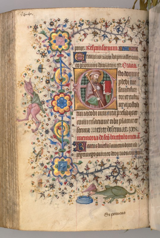 Hours of Charles the Noble, King of Navarre (1361-1425): fol. 266v, St. James, c. 1405. Master of the Brussels Initials and Associates (French). Ink, tempera, and gold on vellum; codex: 20.3 x 15.7 x 7 cm (8 x 6 3/16 x 2 3/4 in.)