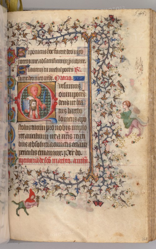 Hours of Charles the Noble, King of Navarre (1361-1425): fol. 267r, St. Bartholomew, c. 1405. Master of the Brussels Initials and Associates (French). Ink, tempera, and gold on vellum; codex: 20.3 x 15.7 x 7 cm (8 x 6 3/16 x 2 3/4 in.)
