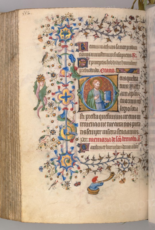 Hours of Charles the Noble, King of Navarre (1361-1425), fol. 270v, St. Mathias, c. 1405. Master of the Brussels Initials and Associates (French). Ink, tempera, and gold on vellum; codex: 20.3 x 15.7 x 7 cm (8 x 6 3/16 x 2 3/4 in.)