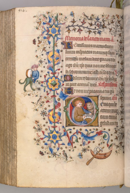 Hours of Charles the Noble, King of Navarre (1361-1425), , fol. 271v, St. Mark, c. 1405. Master of the Brussels Initials and Associates (French). Ink, tempera, and gold on vellum; codex: 20.3 x 15.7 x 7 cm (8 x 6 3/16 x 2 3/4 in.).