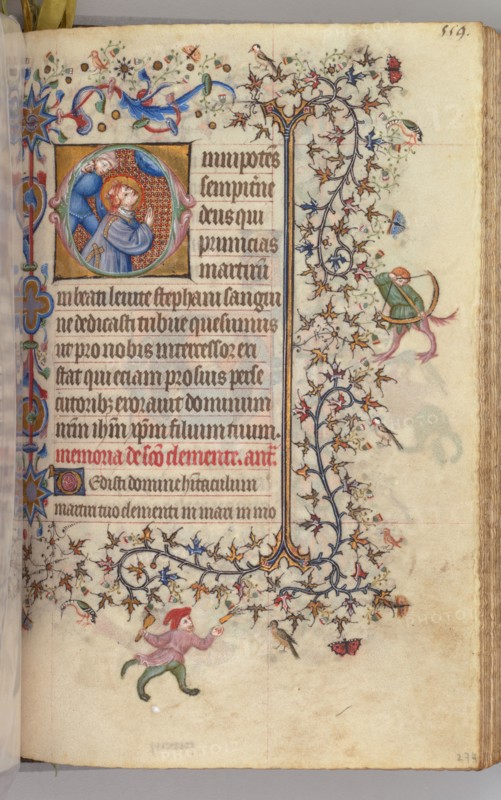 Hours of Charles the Noble, King of Navarre (1361-1425), fol. 274r, St. Stephen, c. 1405. Master of the Brussels Initials and Associates (French). Ink, tempera, and gold on vellum; codex: 20.3 x 15.7 x 7 cm (8 x 6 3/16 x 2 3/4 in.)