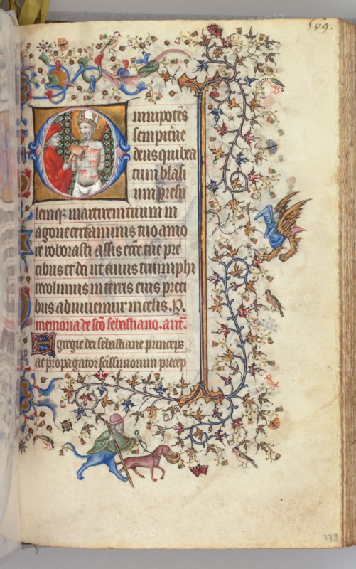 Hours of Charles the Noble, King of Navarre (1361-1425), fol. 279r, St. Basins, c. 1405. Master of the Brussels Initials and Associates (French). Ink, tempera, and gold on vellum; codex: 20.3 x 15.7 x 7 cm (8 x 6 3/16 x 2 3/4 in.)