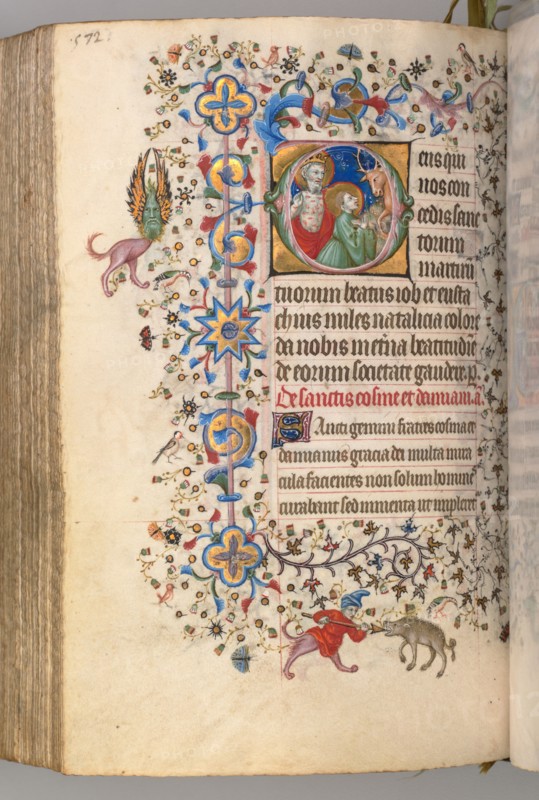 Hours of Charles the Noble, King of Navarre (1361-1425), fol. 280v, SS. Job and Eustace, c. 1405. Master of the Brussels Initials and Associates (French). Ink, tempera, and gold on vellum; codex: 20.3 x 15.7 x 7 cm (8 x 6 3/16 x 2 3/4 in.).