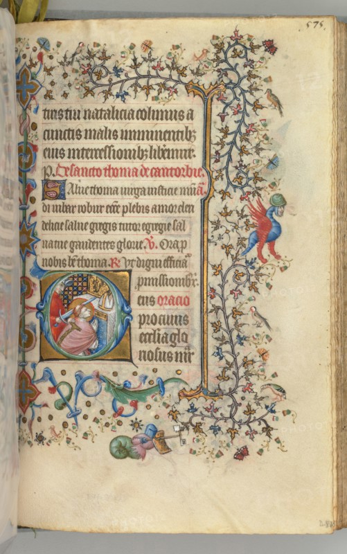 Hours of Charles the Noble, King of Navarre (1361-1425), fol. 282r, St. Thomas à Becket, c. 1405. Master of the Brussels Initials and Associates (French). Ink, tempera, and gold on vellum; codex: 20.3 x 15.7 x 7 cm (8 x 6 3/16 x 2 3/4 in.)
