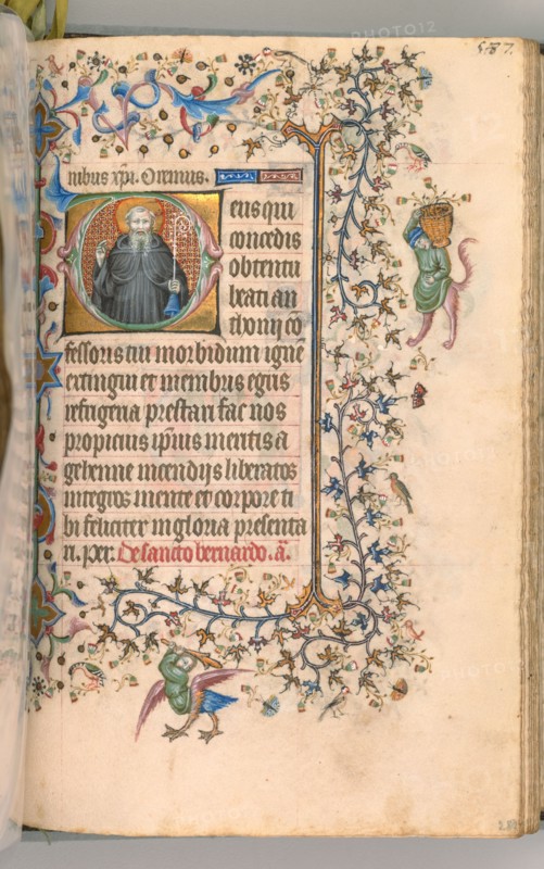 Hours of Charles the Noble, King of Navarre (1361-1425), fol. 288r, St. Anthony, c. 1405. Master of the Brussels Initials and Associates (French). Ink, tempera, and gold on vellum; codex: 20.3 x 15.7 x 7 cm (8 x 6 3/16 x 2 3/4 in.)