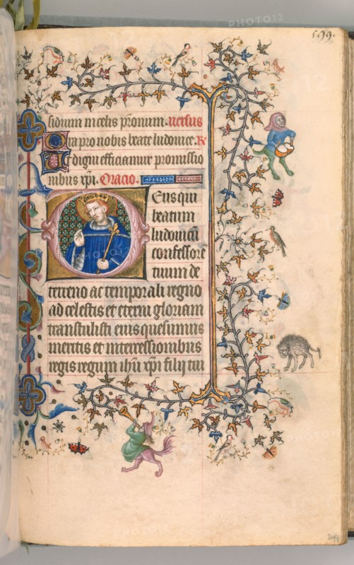 Hours of Charles the Noble, King of Navarre (1361-1425), fol. 291v, St. Louis, c. 1405. Master of the Brussels Initials and Associates (French). Ink, tempera, and gold on vellum; codex: 20.3 x 15.7 x 7 cm (8 x 6 3/16 x 2 3/4 in.)