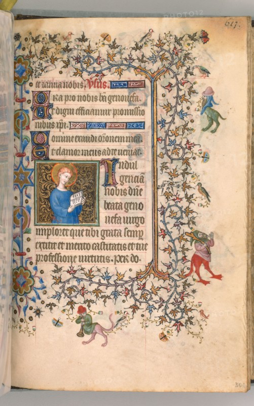 Hours of Charles the Noble, King of Navarre (1361-1425), fol. 301r, St. Geneviève, c. 1405. Master of the Brussels Initials and Associates (French). Ink, tempera, and gold on vellum; codex: 20.3 x 15.7 x 7 cm (8 x 6 3/16 x 2 3/4 in.)