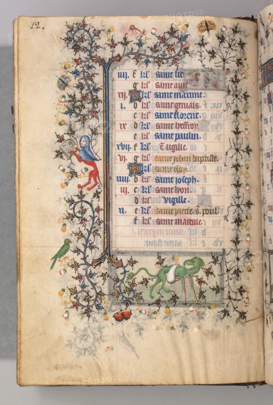 Hours of Charles the Noble, King of Navarre (1361-1425): fol. 6v, June, c. 1405. Master of the Brussels Initials and Associates (French). Ink, tempera, and gold on vellum; codex: 20.3 x 15.7 x 7 cm (8 x 6 3/16 x 2 3/4 in.).