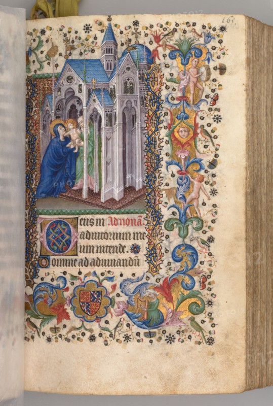 Hours of Charles the Noble, King of Navarre (1361-1425): fol. 82vr, Presentation in the Temple (Nones), c. 1405. Master of the Brussels Initials and Associates (French). Ink, tempera, and gold on vellum; codex: 20.3 x 15.7 x 7 cm (8 x 6 3/16 x 2 3/4 in.)