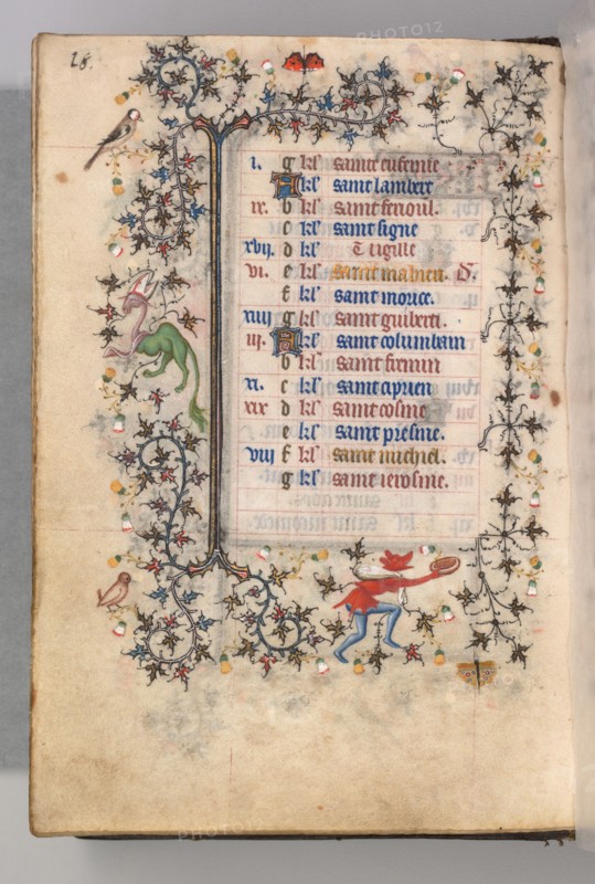 Hours of Charles the Noble, King of Navarre (1361-1425): fol. 9v, September, c. 1405. Master of the Brussels Initials and Associates (French). Ink, tempera, and gold on vellum; codex: 20.3 x 15.7 x 7 cm (8 x 6 3/16 x 2 3/4 in.)