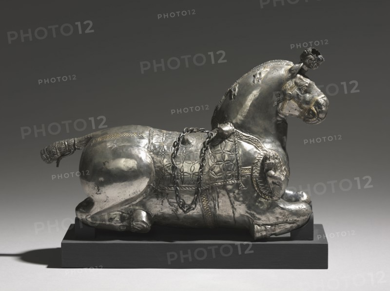 Horse-Shaped Drinking Vessel, 200-325. Iran, Sasanian, 3rd-4th Century. Silver, partially gilt; overall: 12 x 10.8 x 32.7 cm (4 3/4 x 4 1/4 x 12 7/8 in.).