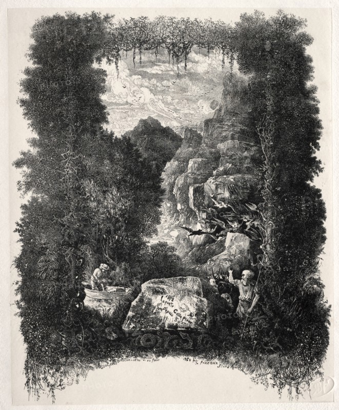 First frontispiece for Fables and Fairy-Tales by Thierry-Faletans, 1868. Rodolphe Bresdin (French, 1822-1885). Lithograph; sheet: 47 x 32.5 cm (18 1/2 x 12 13/16 in.); platemark: 24 x 19.5 cm (9 7/16 x 7 11/16 in.)