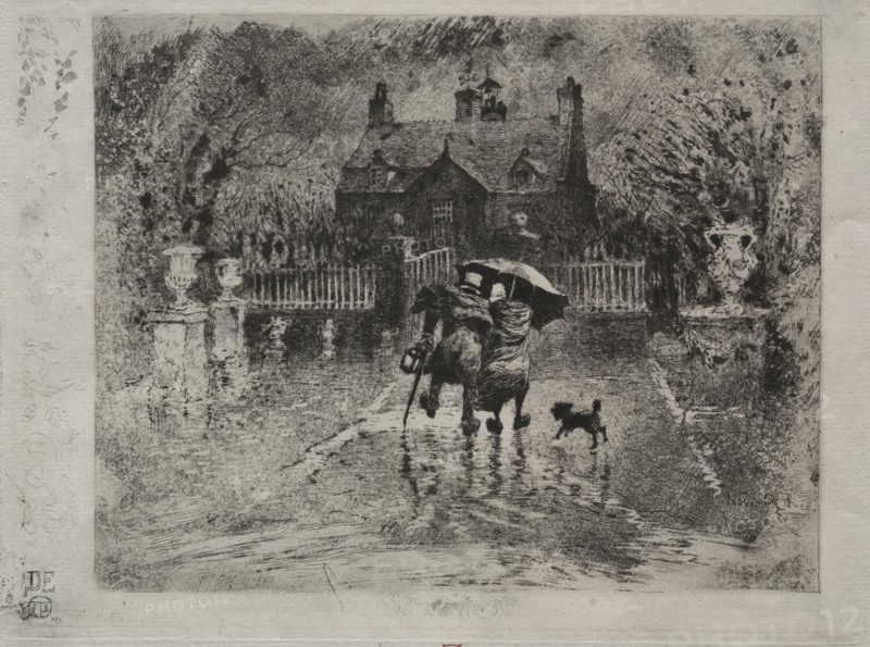 The Country Neighbors, 1879-1880. Félix Hilaire Buhot (French, 1847-1898). Etching, drypoint and aquatint; sheet: 18.8 x 25.7 cm (7 3/8 x 10 1/8 in.); platemark: 13.5 x 18.1 cm (5 5/16 x 7 1/8 in.).