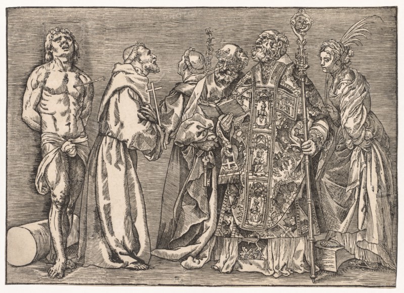 The Six Saints, c. 1535. Niccolo Boldrini (Italian, c. 1500-aft 1566), after Titian (Italian, c. 1488-1576). Woodcut
